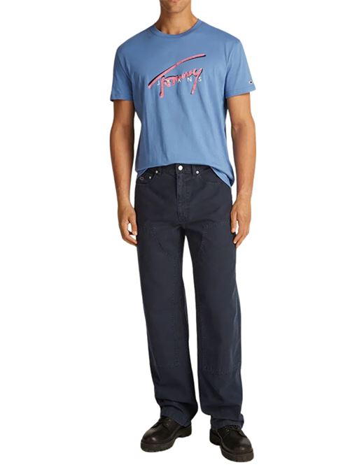 T-shirt azzurra in cotone Tommy Jeans | DM0DM21109DY6